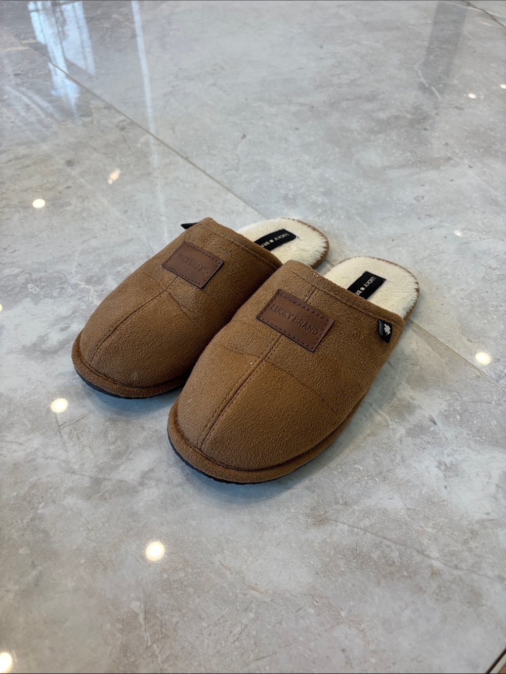Lucky Brand Kids Brown Slip-On Loafers with Faux Shearling - Size 4